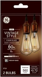 GE - Vintage 560-Lumen, 6W Dimmable ST19 LED Light Bulb, 60W Equivalent (2-pack) - Clear - Front_Zoom