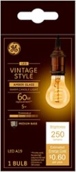 GE - Vintage 250-Lumen, 5W Dimmable A19 LED Light Bulb, 60W Equivalent - Amber - Front_Zoom
