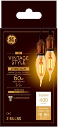 GE - Vintage 400-Lumen, 5.5W Dimmable candle LED Light Bulb, 60W Equivalent (2-pack) - Amber - Front_Zoom