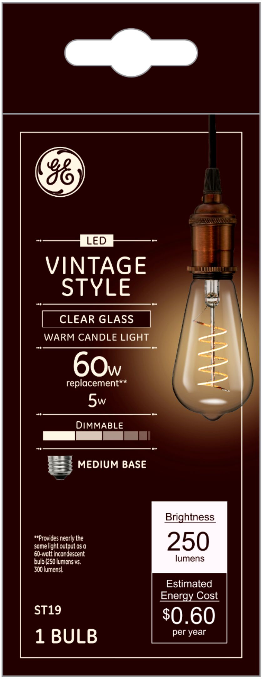 Afdaling Magnetisch opmerking GE Vintage 250-Lumen, 5W Dimmable ST19 LED Light Bulb, 60W Equivalent Clear  36506 - Best Buy