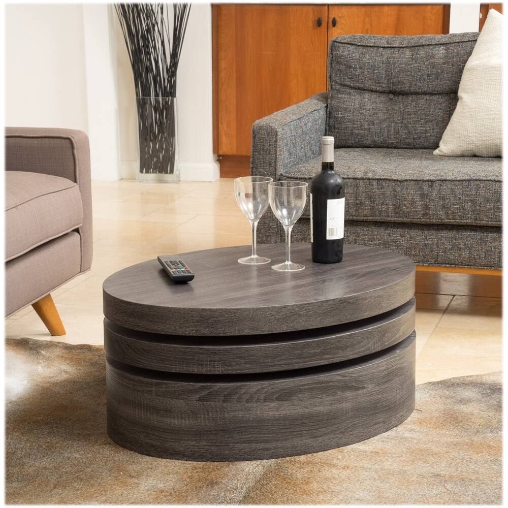 Left View: Noble House - Edgefield Rectangular Modern Wood Rotatable Coffee Table - Black