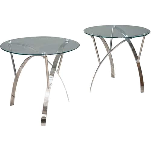 Noble House - Arthur Round Contemporary Tempered Glass End Table (Set of 2)