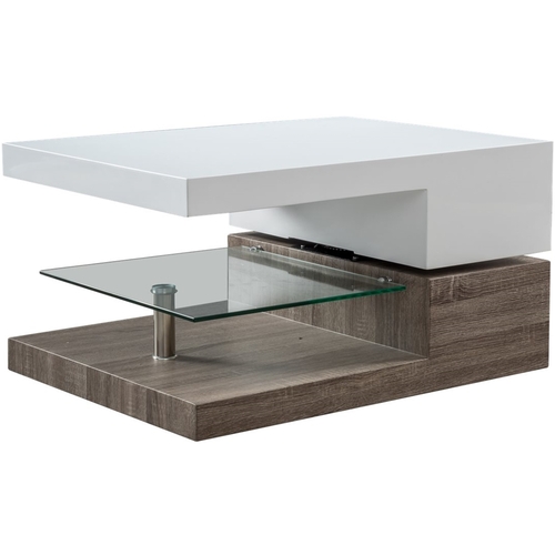 Noble House - Edgefield Rectangular Modern Wood Rotatable Coffee Table - White