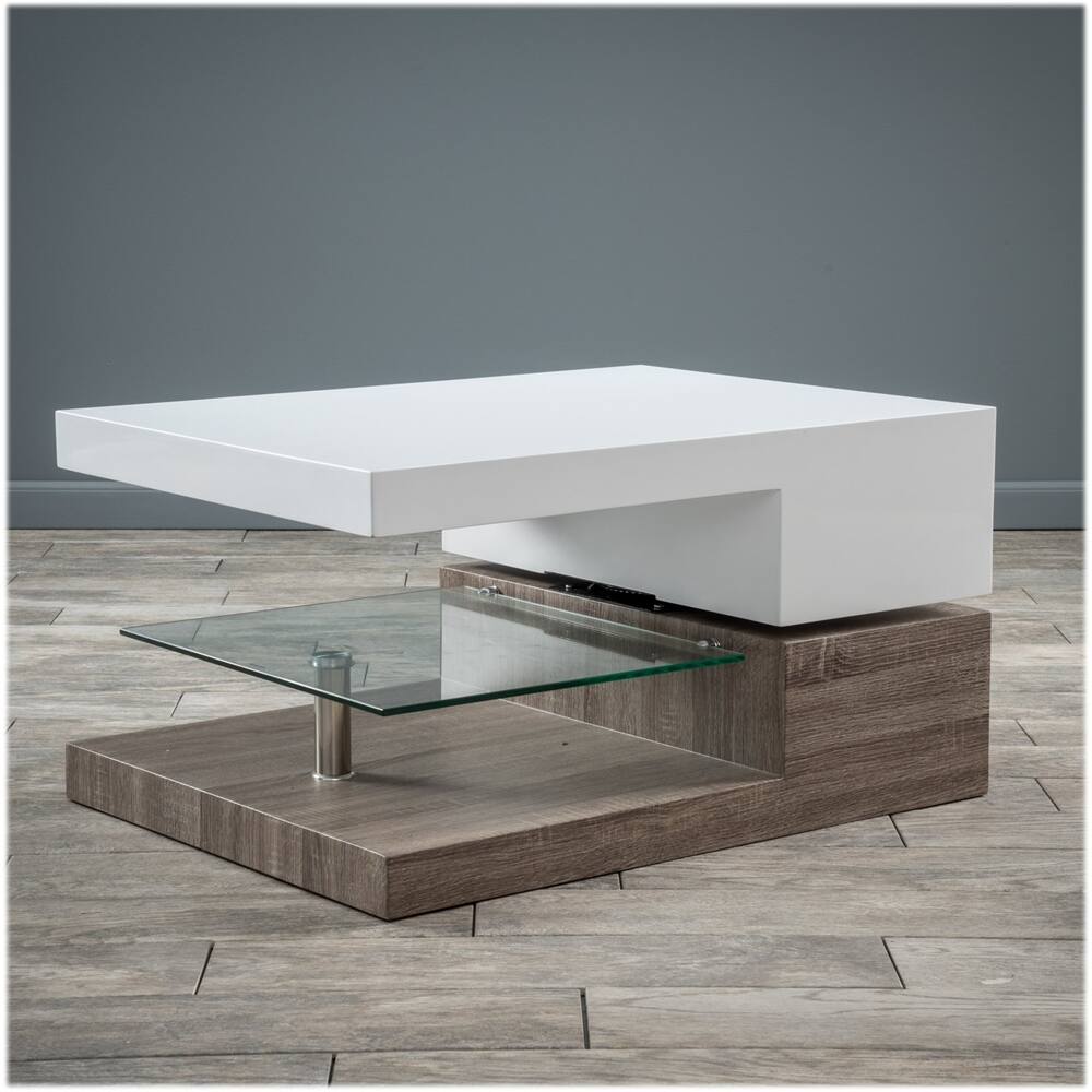 Left View: Noble House - Gadienia Rectangular Glass Coffee Table