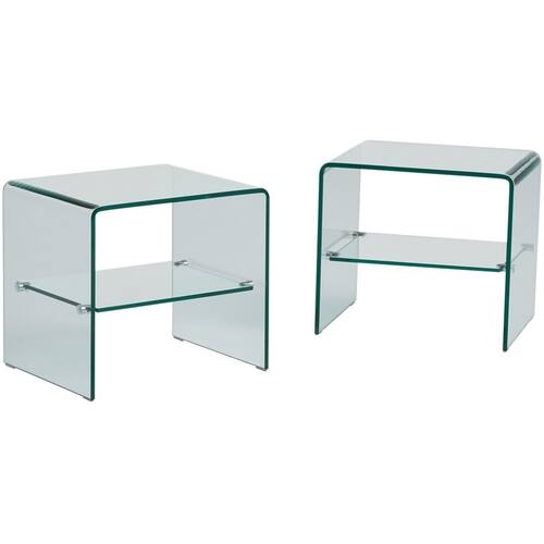 Noble House - Lansdale Rectangular Tempered Glass End Table (Set of 2)