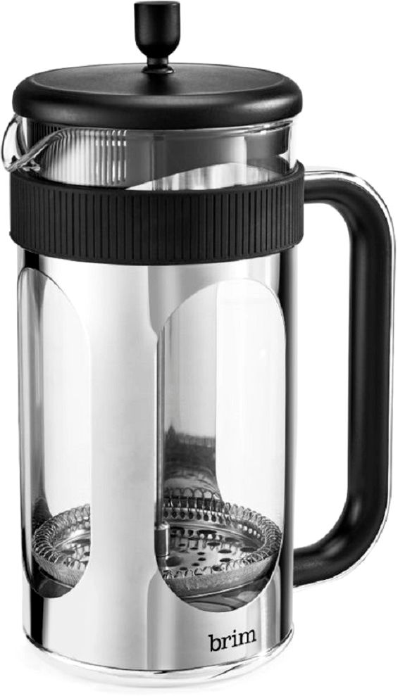 Angle View: Brim - 8-Cup French Press Coffee Maker - Stainless Steel