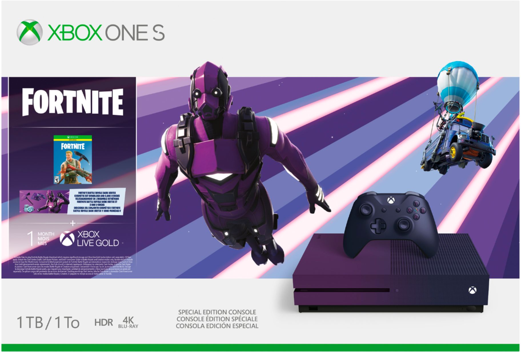 Microsoft Xbox One S 1TB Fortnite Battle Royale Special Edition Console  Bundle Gradient Purple 23C-00080 - Best Buy