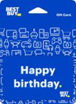 Front. Best Buy® - $15 Happy Birthday Icons Gift Card.