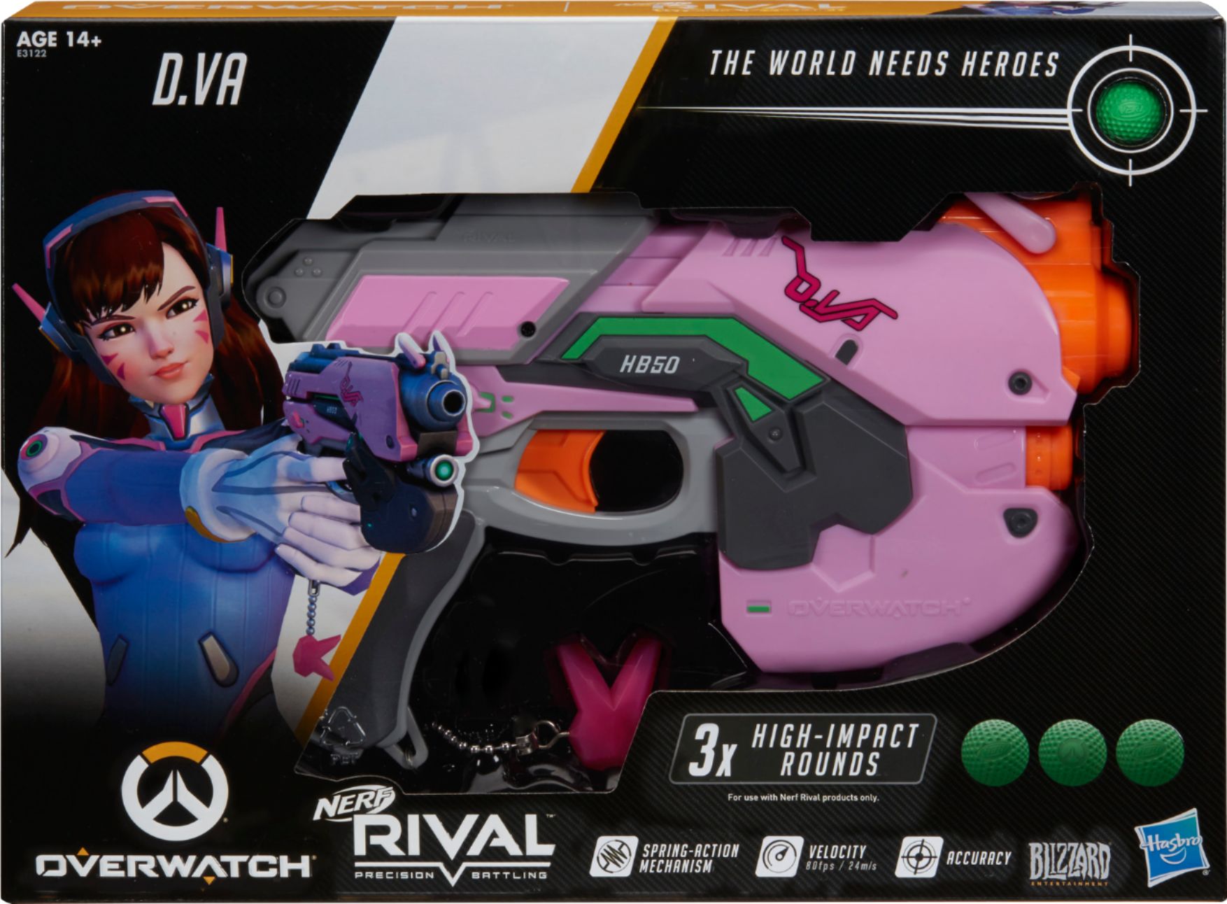 NERF Overwatch D.va Rival Blaster With 3 30x High Impact Rounds for sale online 