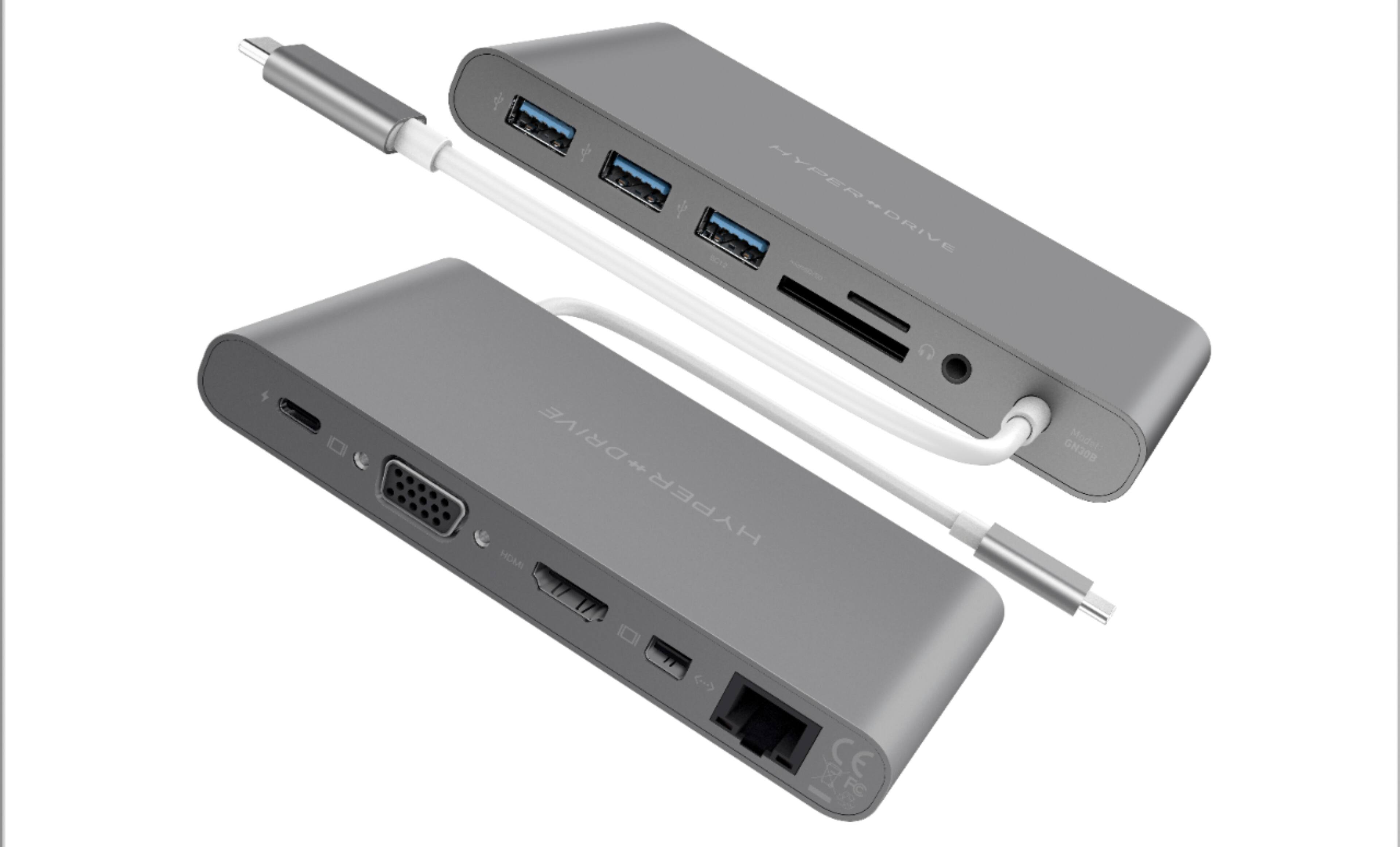 Alt View 12. Hyper - HyperDrive Ultimate 11-Port Universal USB-C Hub - USB-C Docking Station for Laptops - Space Gray.