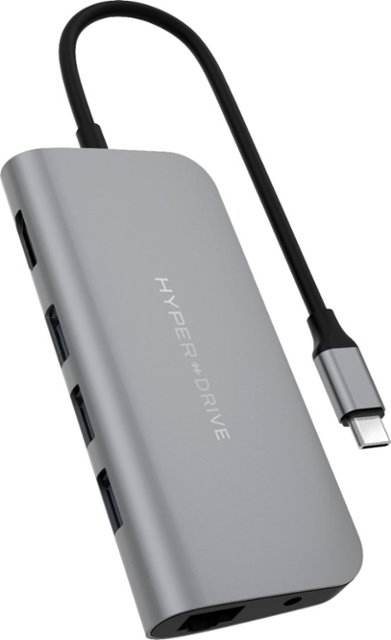 Front Zoom. Hyper - HyperDrive 9-Port Universal USB-C Hub - USB-C Docking Station for Laptops - Space Gray.