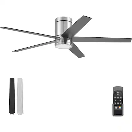 Front. Honeywell - Honeywell Graceshire 52” Ceiling Fan with LED Light and Remote, Brushed Nickel - Brushed Nickel.