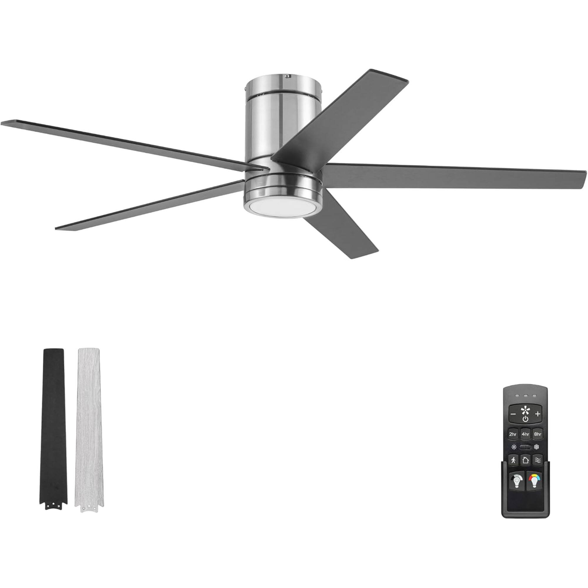 Front. Honeywell - Honeywell Graceshire 52” Ceiling Fan with LED Light and Remote, Brushed Nickel - Brushed Nickel.