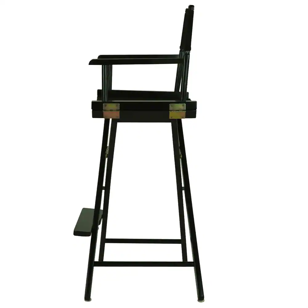 Left. FurniFact - Black Canvas Director Chair with Solid Hardwood Frame - Black Frame/Black Canvas.