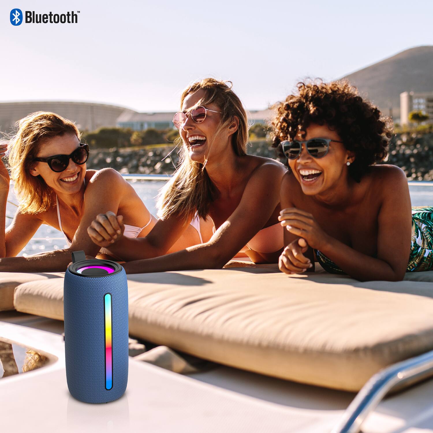 Back. RCA - 5W Bluetooth Speaker, TWS, Sound FX, USB/microSD/Aux, FM, 6 Hr Play Time - Blue.