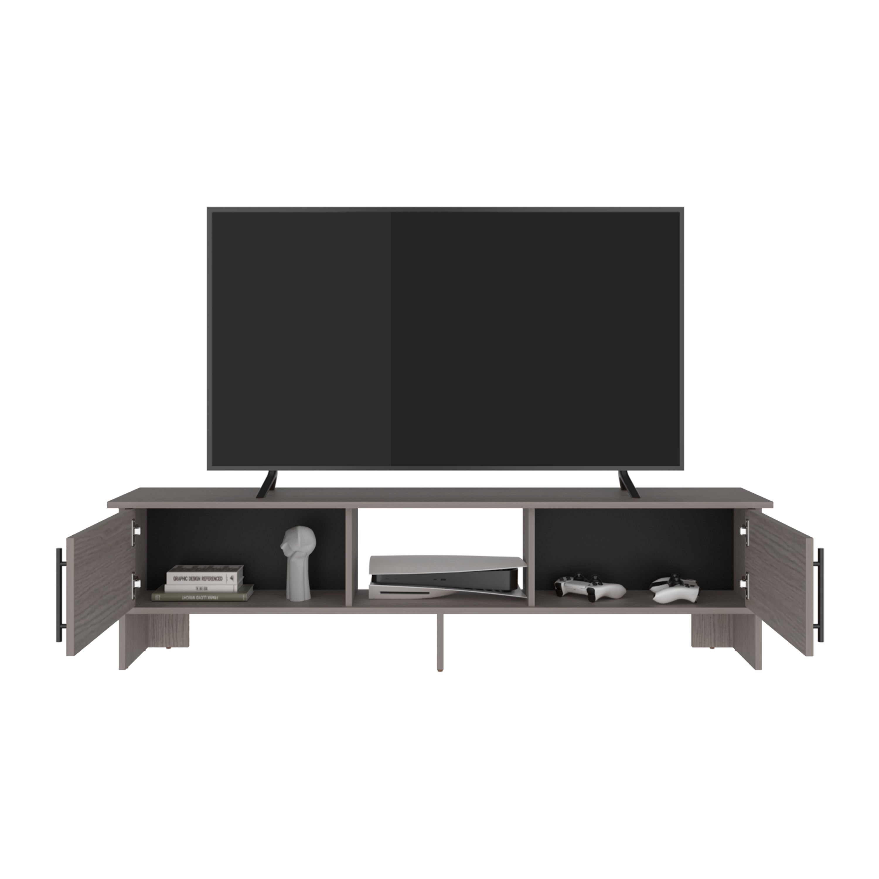 Alt View 1. TuHome - Modern Laminate Wood TV Stand and Entertainment Center, Fits TVs up to 65-Inch - Silver Oak.
