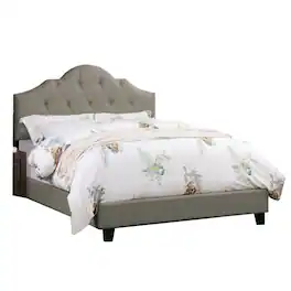 Manhattan Lane - Eni Upholstered Full Size Bed, Tufted Adjustable Headboard, Fabric - Gray