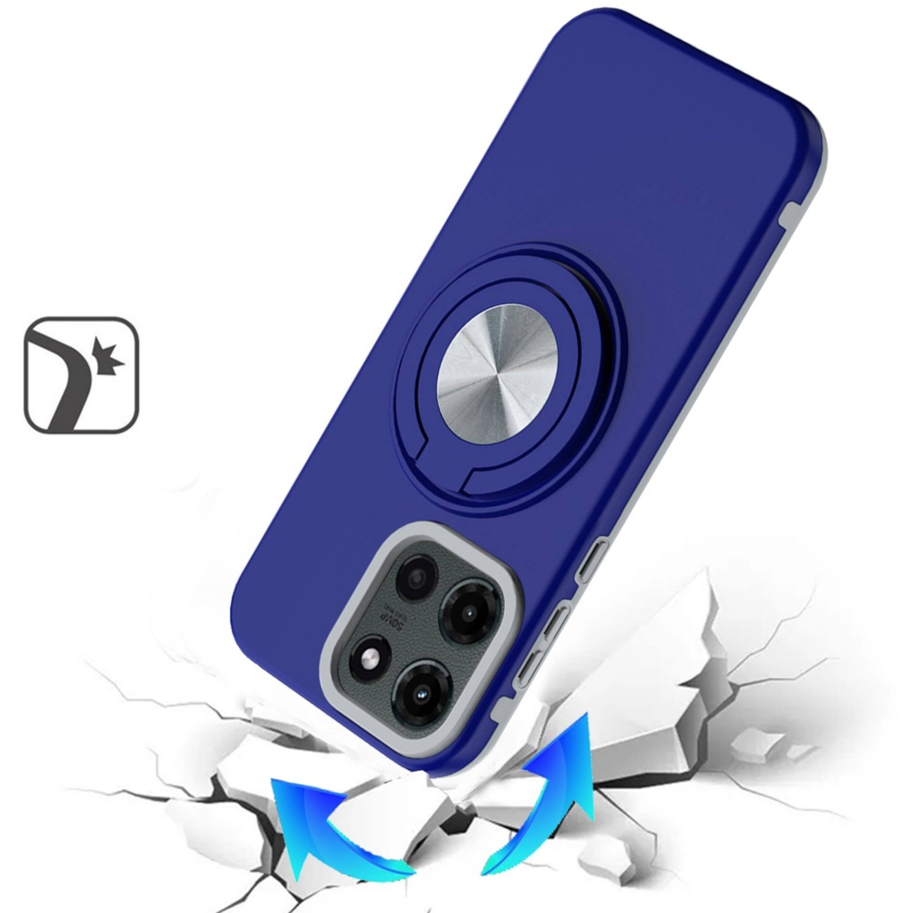 Left. Kitcheniva - Solid Rugged Shockproof Cover With 360 Degree Stand Case For Motorola Edge 2025 Blue - Blue.