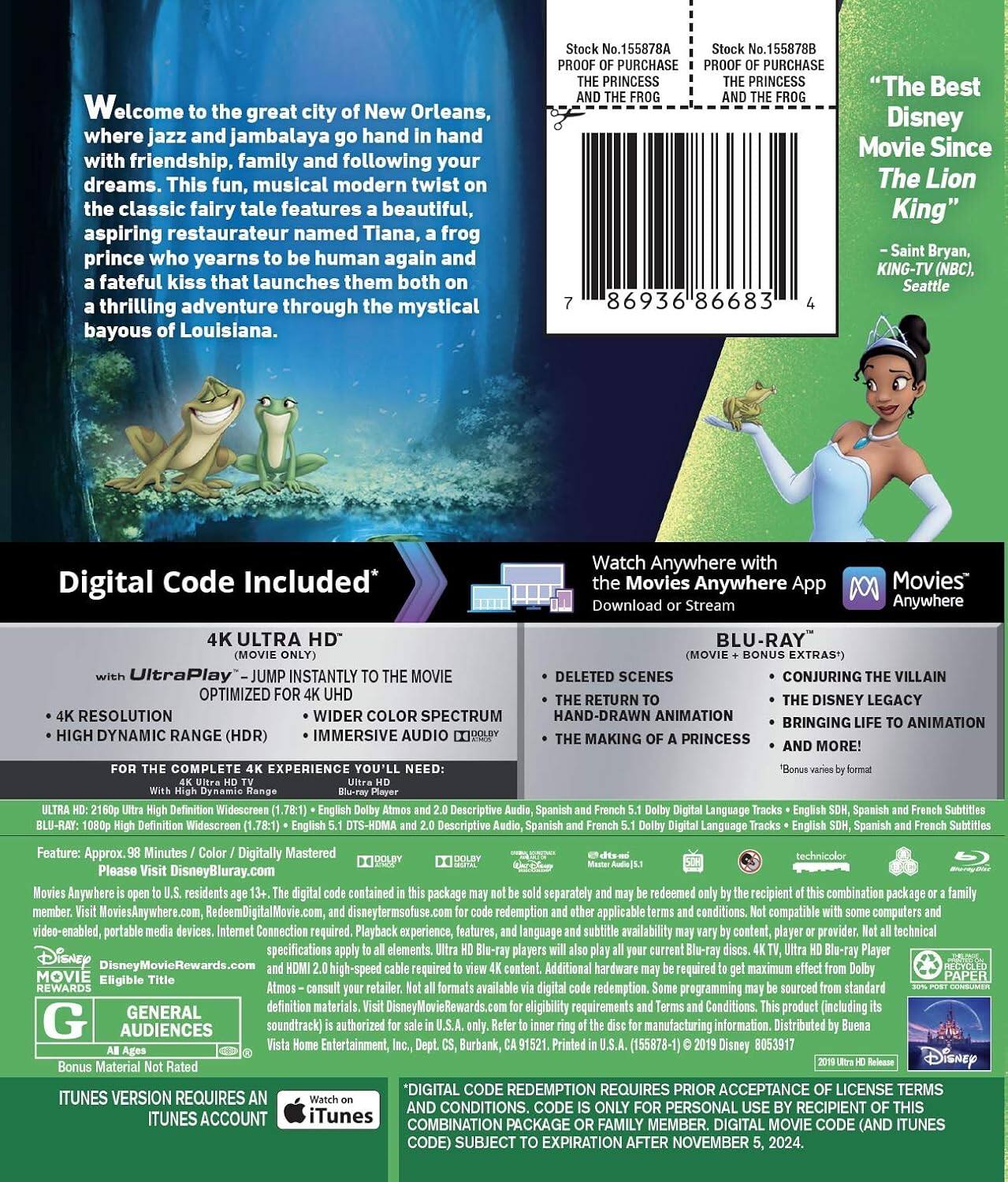 Alt View 1. The Princess and the Frog   - 4K Blu-Ray.