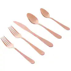 Front. Gibson - Gibson Home Stravidia 20 Piece Flatware Set in Rose Gold Stainless Steel - Rose Gold.