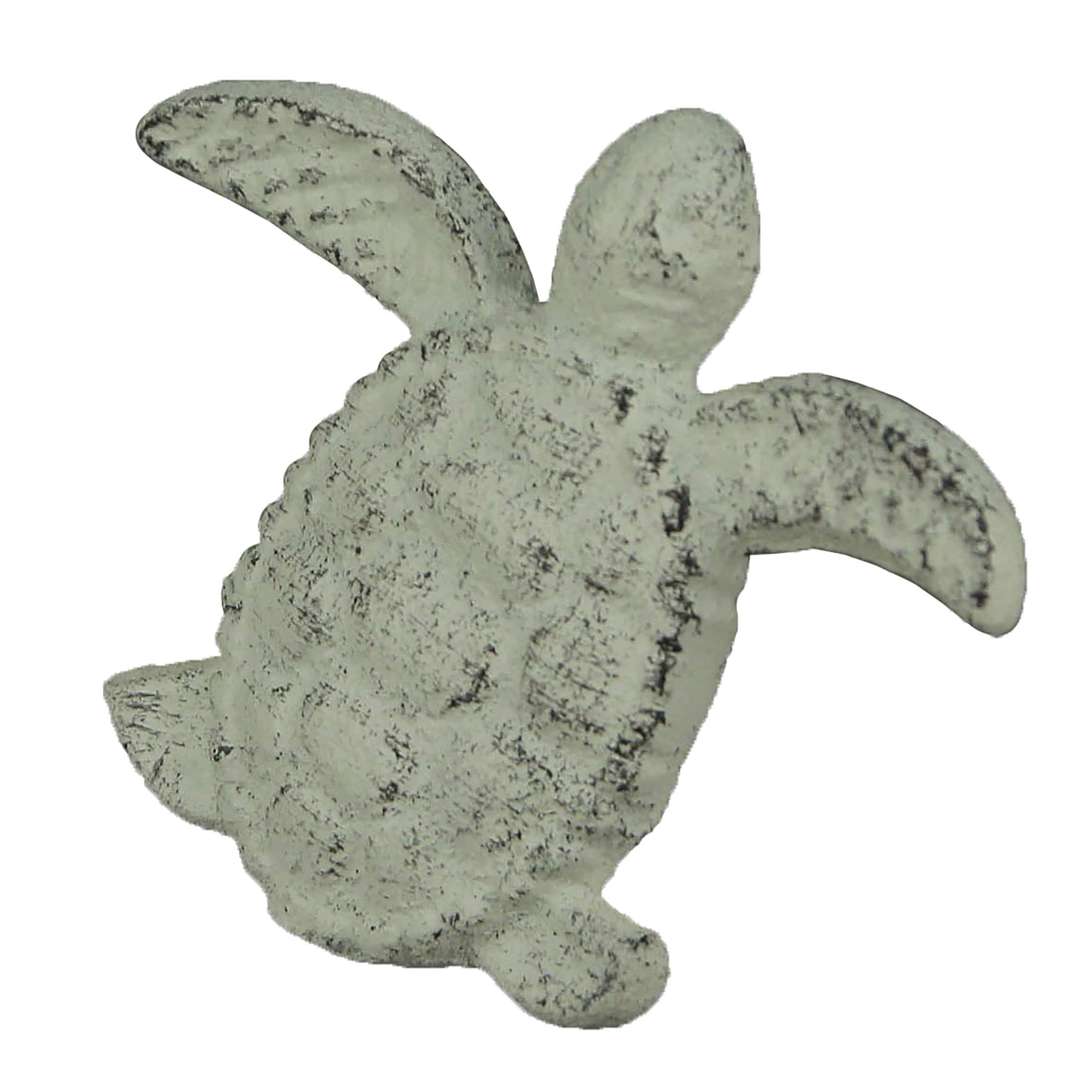 Zeckos - Cast Iron Sea Turtle Handle Drawer Pull Cabinet Knob Beach Decor Set of 12 - White
