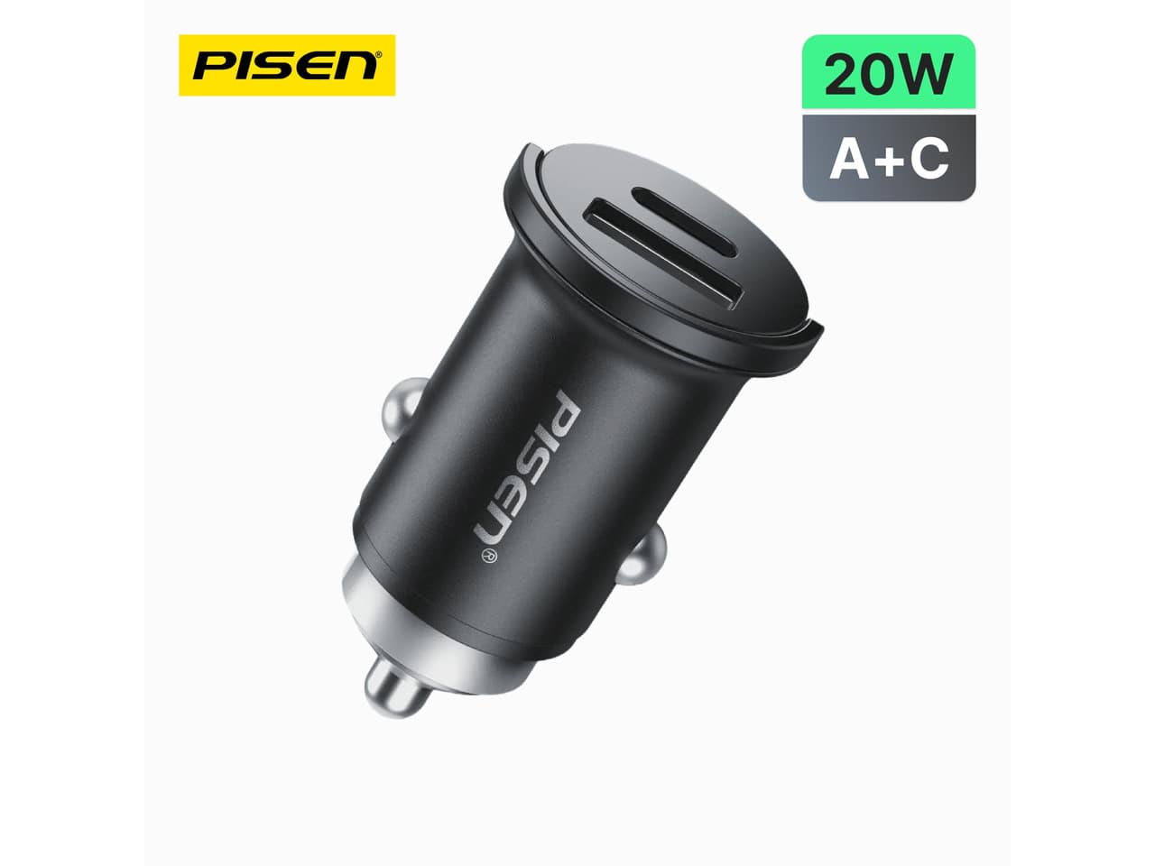 PISEN - PISEN-Quick USB-C+USB-A 20W Mini Car Charger C to C 1000 Set