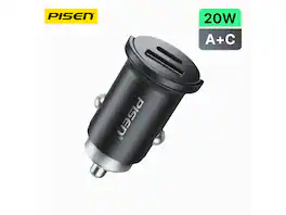 PISEN - PISEN-Quick USB-C+USB-A 20W Mini Car Charger C to C 1000 Set