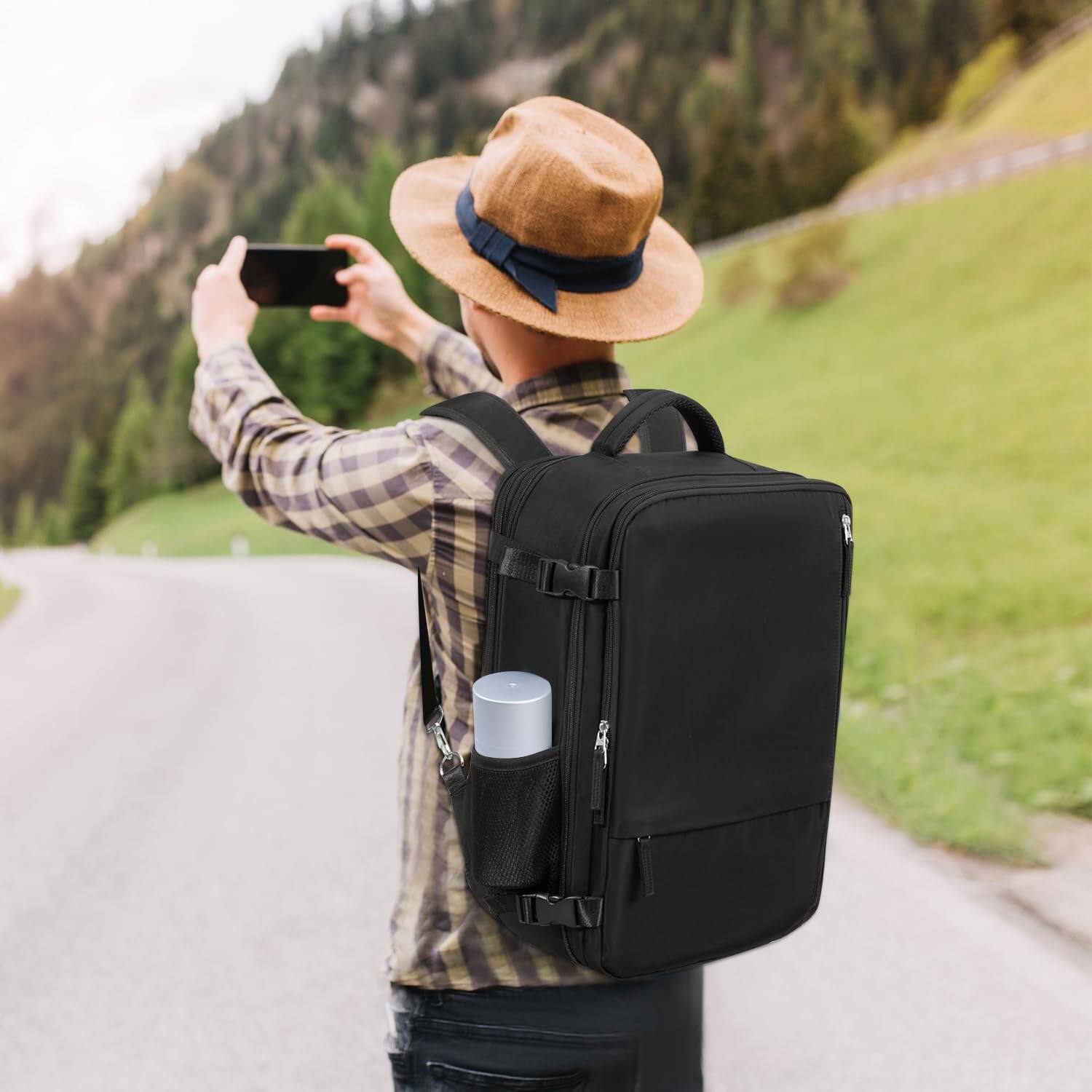 Alt View 6. Live At Space - Travel Backpack for Women  Large Carry On Waterproof Personal Item laptop backpack 17 3 inch College Bag Casual Daypack - Beige.