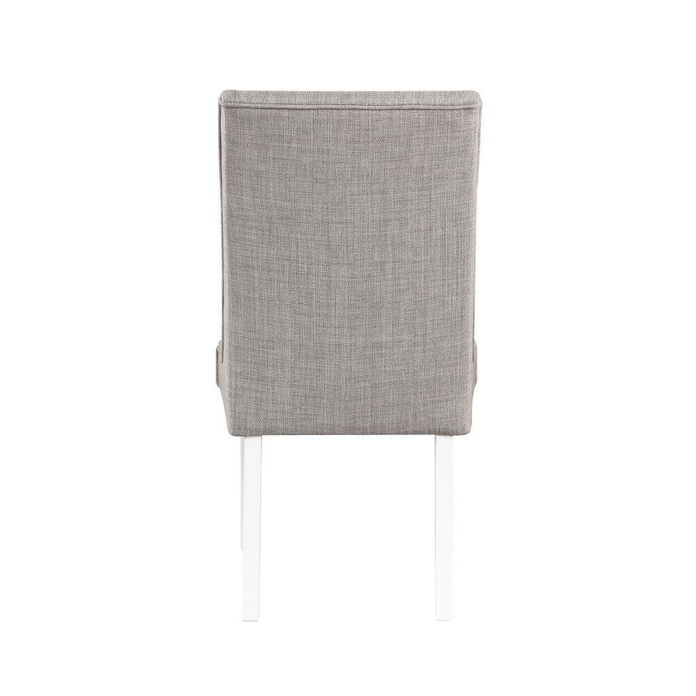 Alt View 3. Manhattan Lane - Joyce 25 Inch Side Dining Chair Set of 2, Wingback, Gray Linen, White Wood - Gray, White.