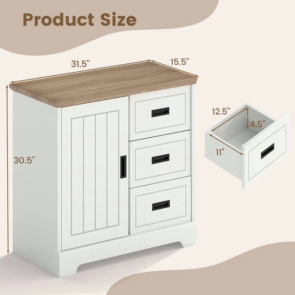 Product Size: 31.5" x 15.5" x 30.5"  
Drawer Size: 12.5" x 11" x 4.5"