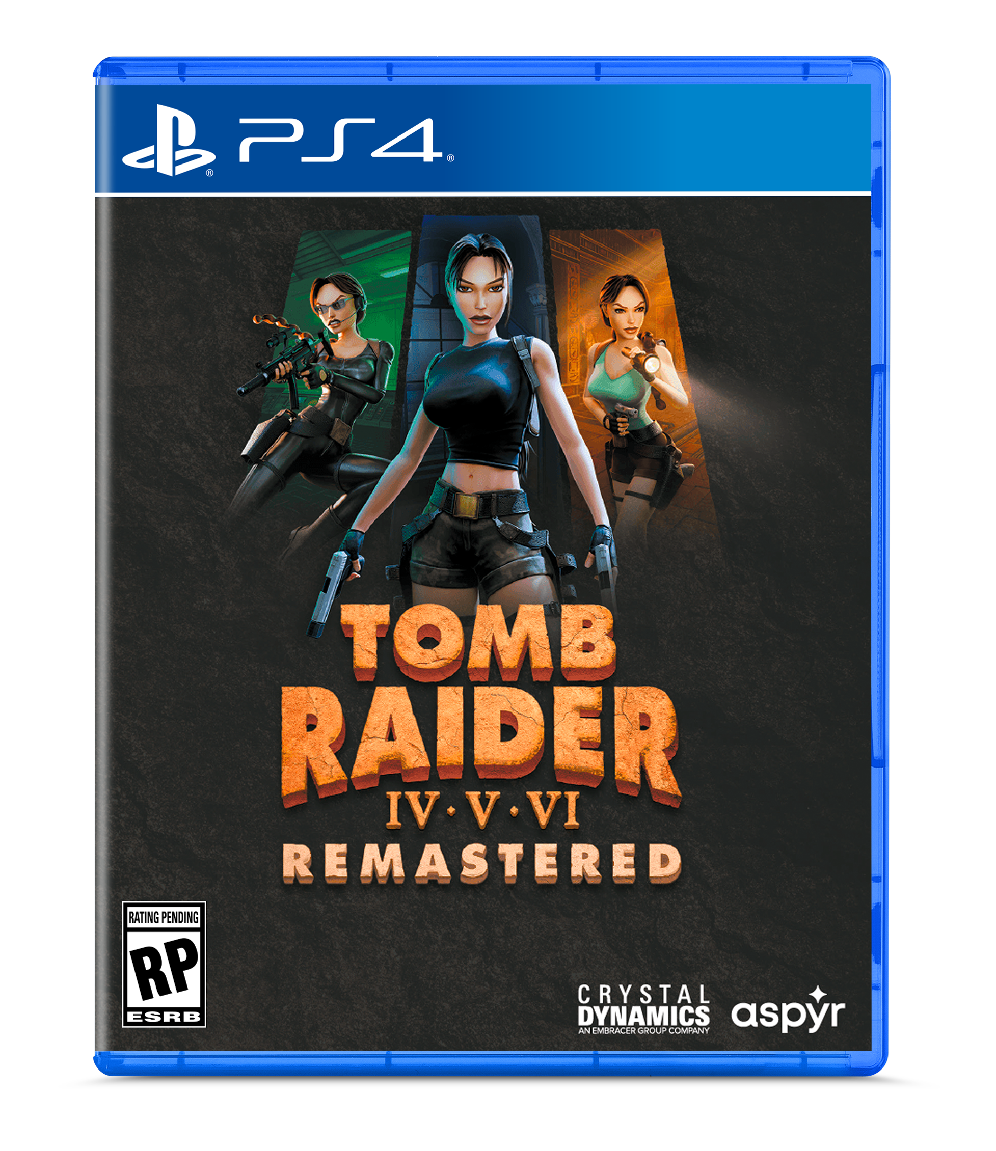 B R PS4 TOMB RAIDER IV V VI REMASTERED RATING PENDING RP CRYSTAL DYNAMICS aspyr AN EMBRACER GROUP COMPANY