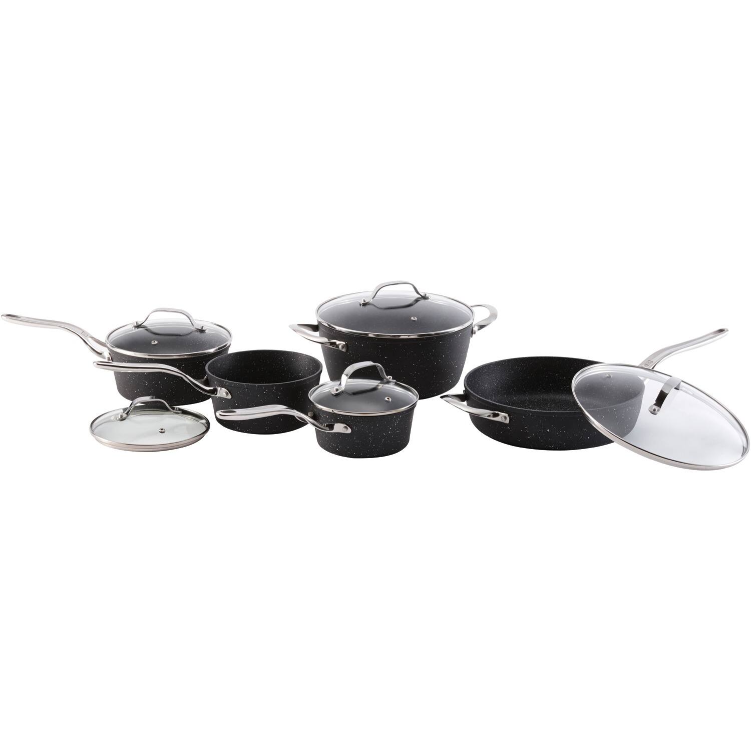 Alt View 4. THE ROCK by Starfrit - The Rock By Starfrit 060319-001-0000 10-piece Cookware Set With Stainless Steel Handles - black.