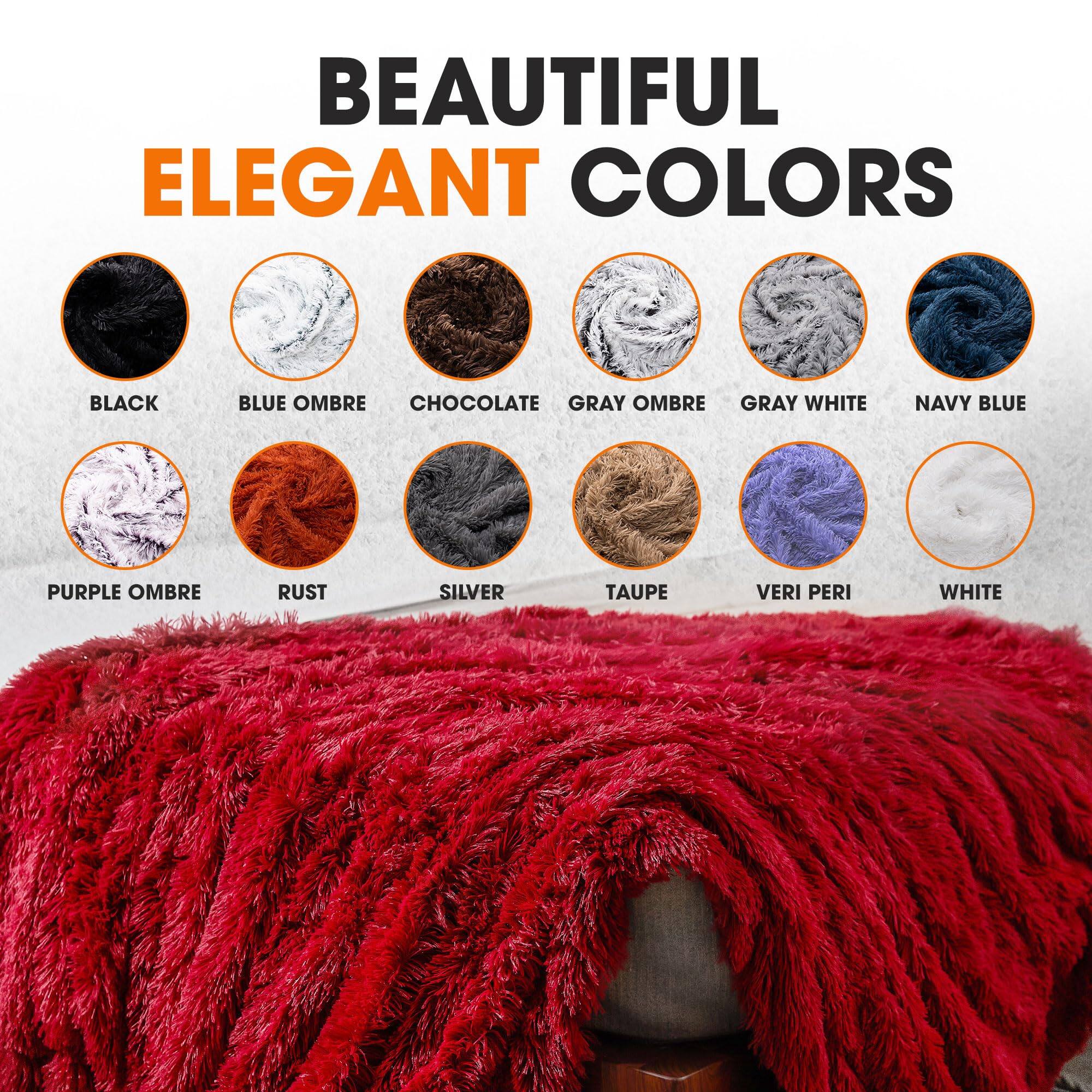 BEAUTIFUL ELEGANT COLORS

- BLACK
- BLUE OMBRE
- CHOCOLATE
- GRAY OMBRE
- GRAY WHITE
- NAVY BLUE
- PURPLE OMBRE
- RUST
- SILVER
- TAUPE
- VERI PERI
- WHITE