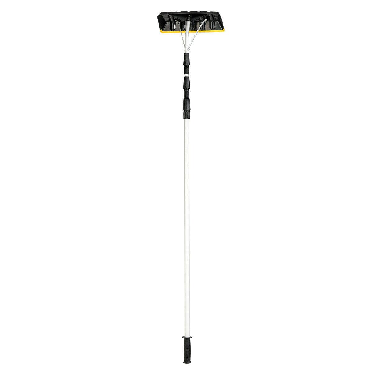 Angle. Costway - 21FT Telescoping Snow Roof Rake Large Poly Blade Aluminum Tube Non-Slip Handle - Black + Yellow.