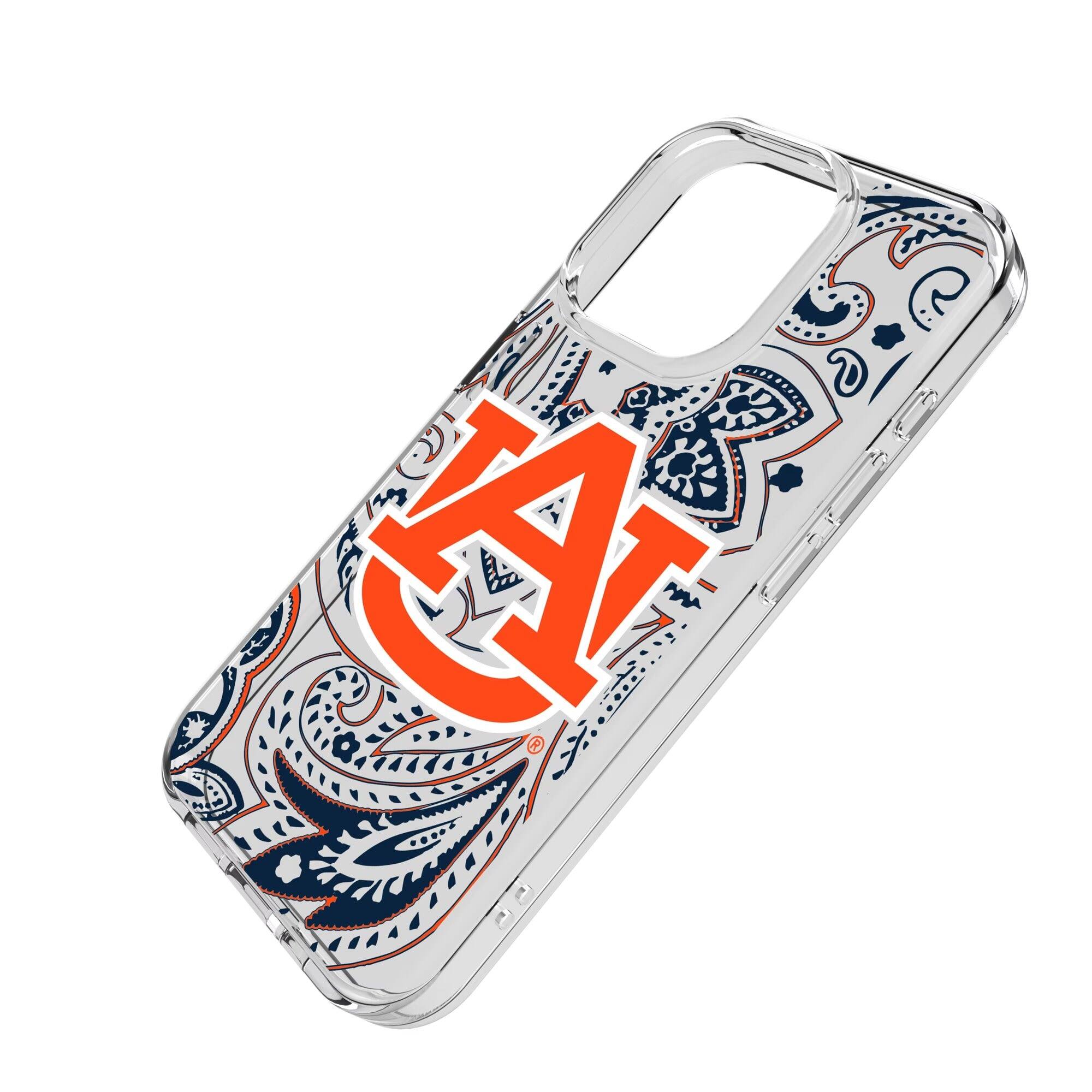Alt View 1. Keyscaper - Auburn Tigers iPhone Paisley Design Clear Case - 16 Pro - Multicolor.