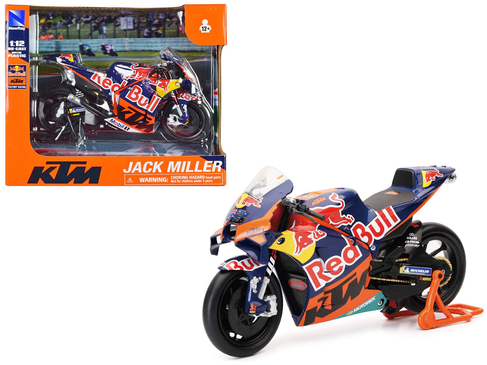 NewRay 12+ 1:12 DIE-CAST 2 PLASTIC MA RedBull y KIM R FACTORY ANCOE - Bull Red - MobilEI X KIM JACK MILLER WARNING: Not CHOKING for children HAZARD-Small parts under 3 years - KCda 2 - Bull - GALLES 0 NS Bu DWIC Red MICHELIN - MOTOREX