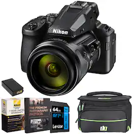 Bundle - Nikon - COOLPIX P950 16MP 83x Super Telephoto Zoom Digital Camera +Deco Essentials eBook Package - Black