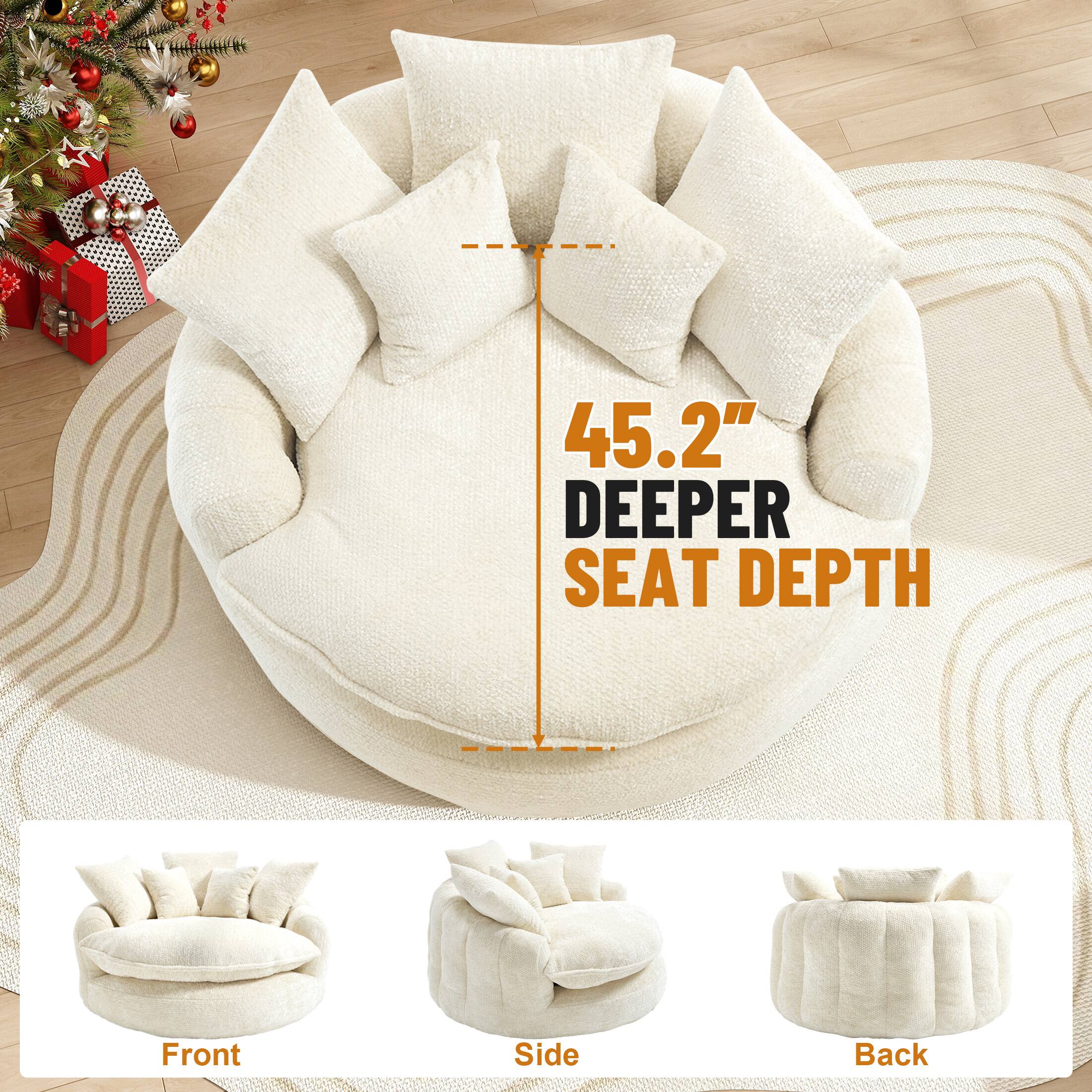 45.2" DEEPER SEAT DEPTH

Front Side Back