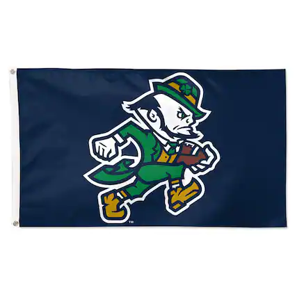 Front. WinCraft - Notre Dame Fighting Irish 3' x 5' Mascot Deluxe Single-Sided Flag - Multicolor.