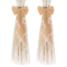 Unique Bargains - Premium 2pcs BowKnot Curtain Tiebacks with Buckle Decorative Holders for Home Office Thin Sheer Window Curtains - Khaki
