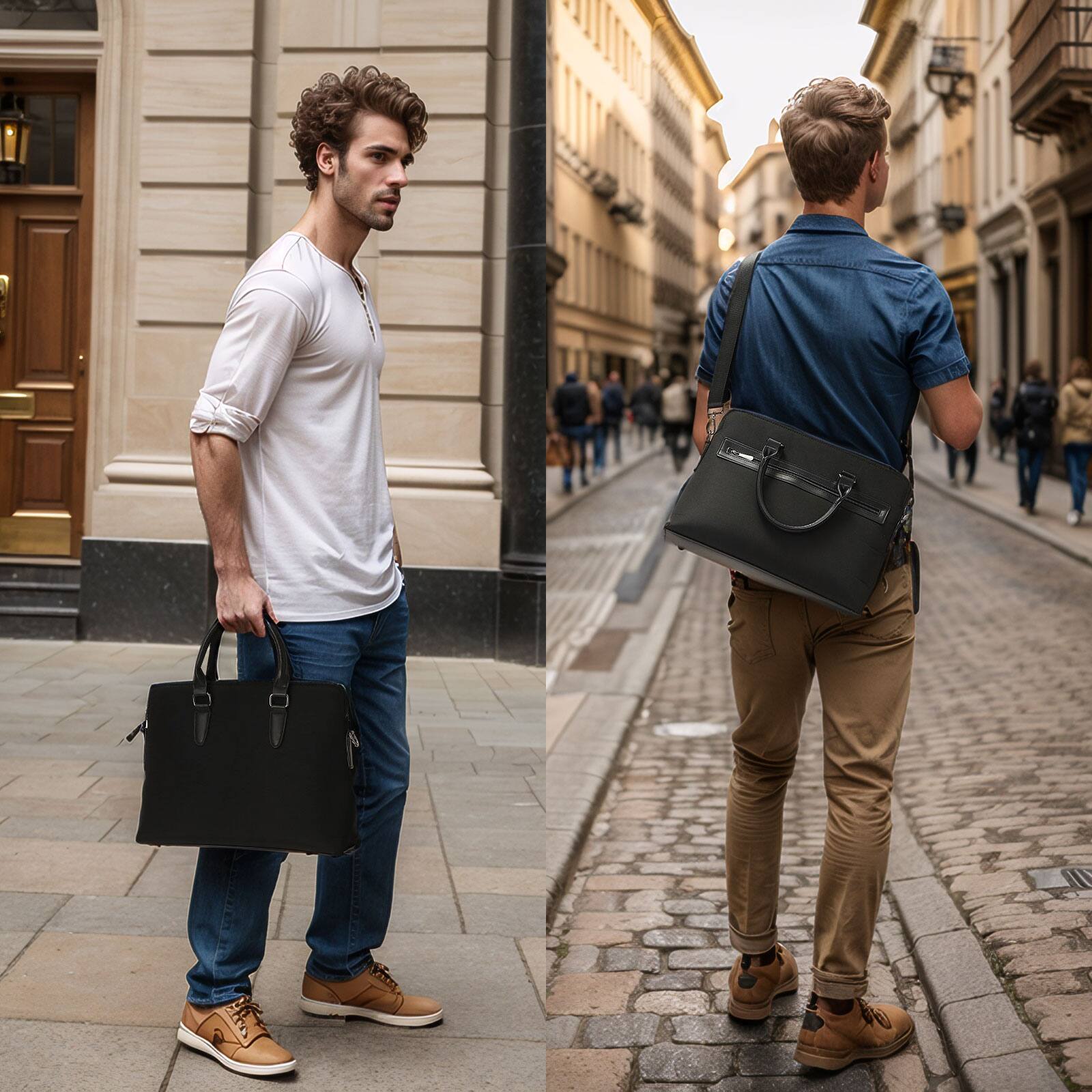 Alt View 5. Unique Bargains - 15" 360 Degree Protective Laptop Bag, Water-Resistant Laptop Briefcase - Black.