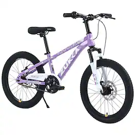 BreeBe - ZUKKA Mountain Bike,20 Inch MTB for Boys and Girls Age 7-10 Years,Multiple Colors - Purple