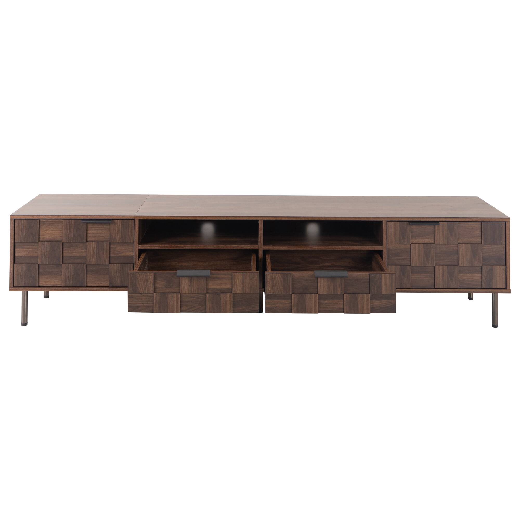 Back. Whisen - Mid Century TV Stand Media Console for TVs up to 85", with 2 Drawers and Storage for Living room,Home Theatre - Dark Brown.