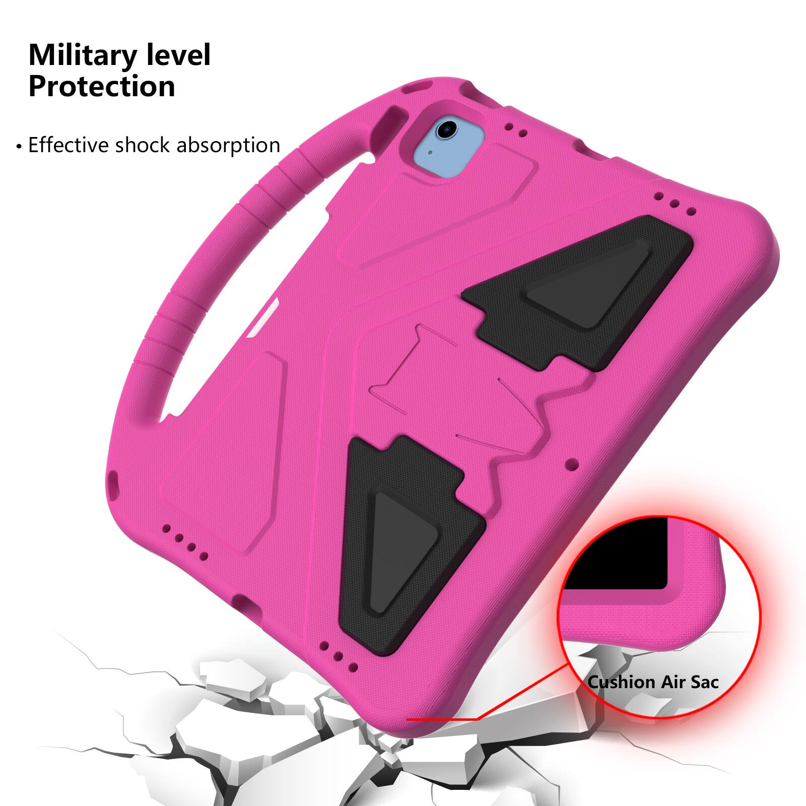 Military level Protection  
Effective shock absorption  
Cushion Air Sac