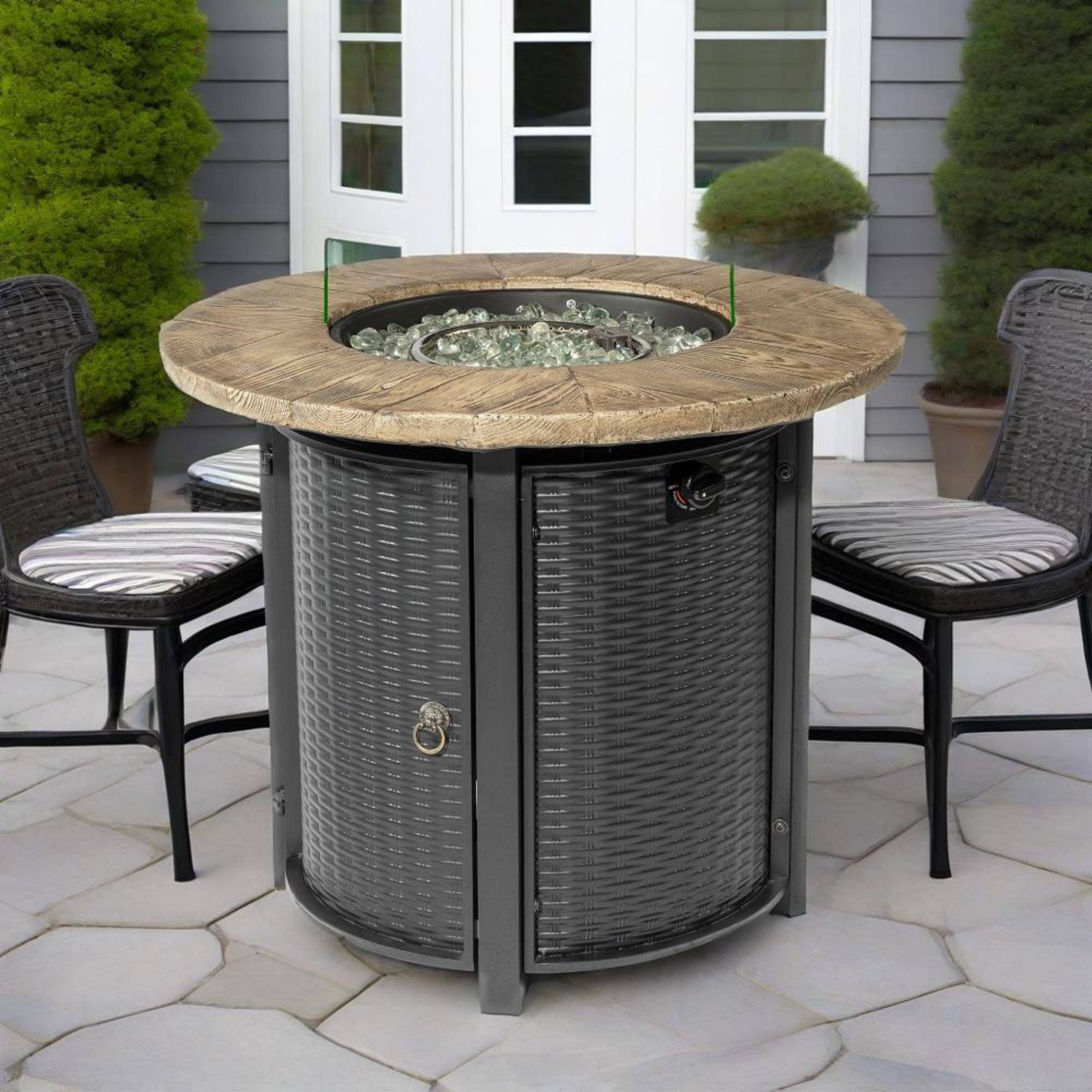 Left. Dexmalle - Dexmalle-Propane Gas 50000 BTU Steel Fire Pit-Black.