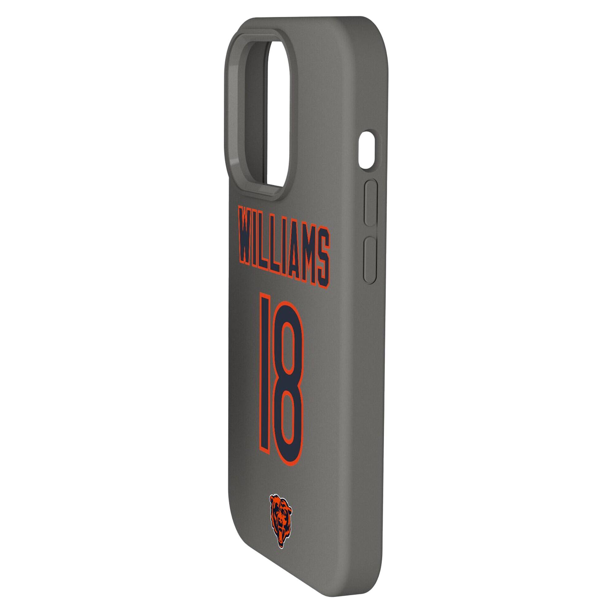 Alt View 1. Keyscaper - Caleb Williams Gray Chicago Bears Ready Soft Touch iPhone Case - 14 Plus - Gray.
