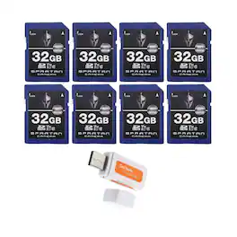 Spartan Camera - Spartan 32GB Class 10 SD Card (8-Pack) with Micro SD Reader and Writer Bundle