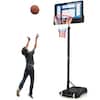 Front. Costway - Costway Kids Basketball Hoop Portable Backboard System with Adjustable Height Ball Storage - Black + Blue.