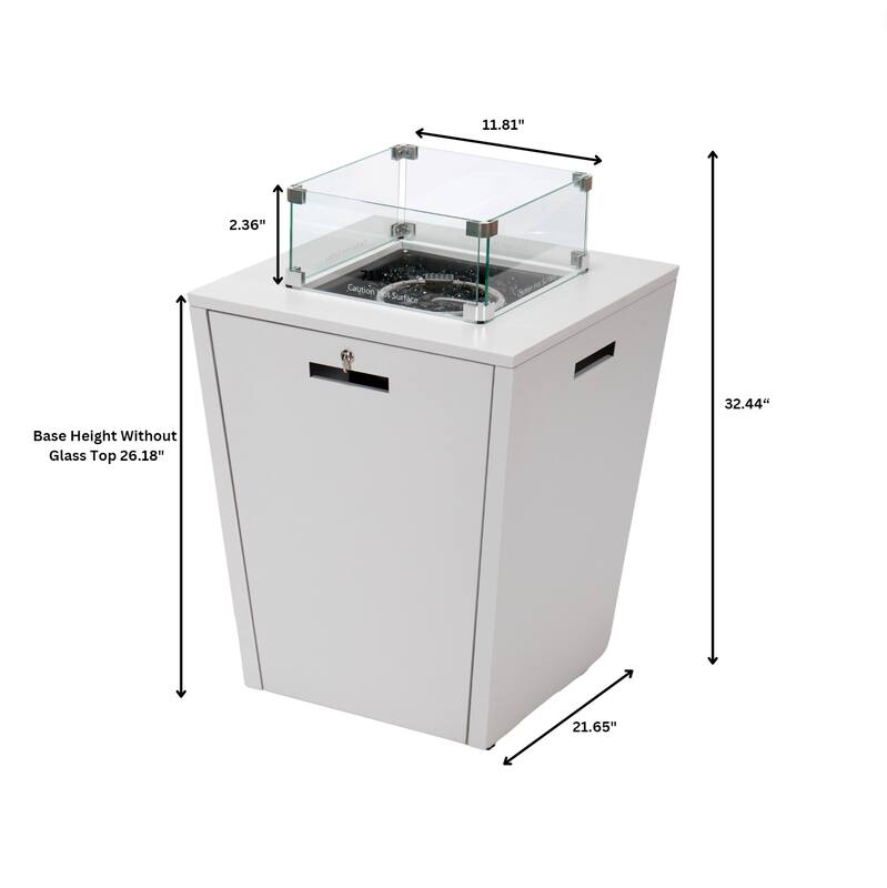 11.81"  
2.36"  
Caption Surface  
32.44"  
Base Height Without Glass Top  
26.18"  
21.65"