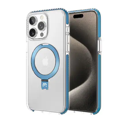 Front. Mybat Pro - MyBat Pro Lure Series Case with MagSafe Kickstand Ring for Apple iPhone 15 Pro (6.1) - Blue - Blue.
